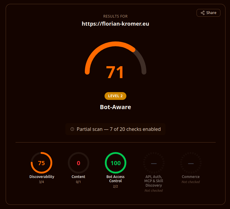 isitagentready.com - florian-kromer.eu